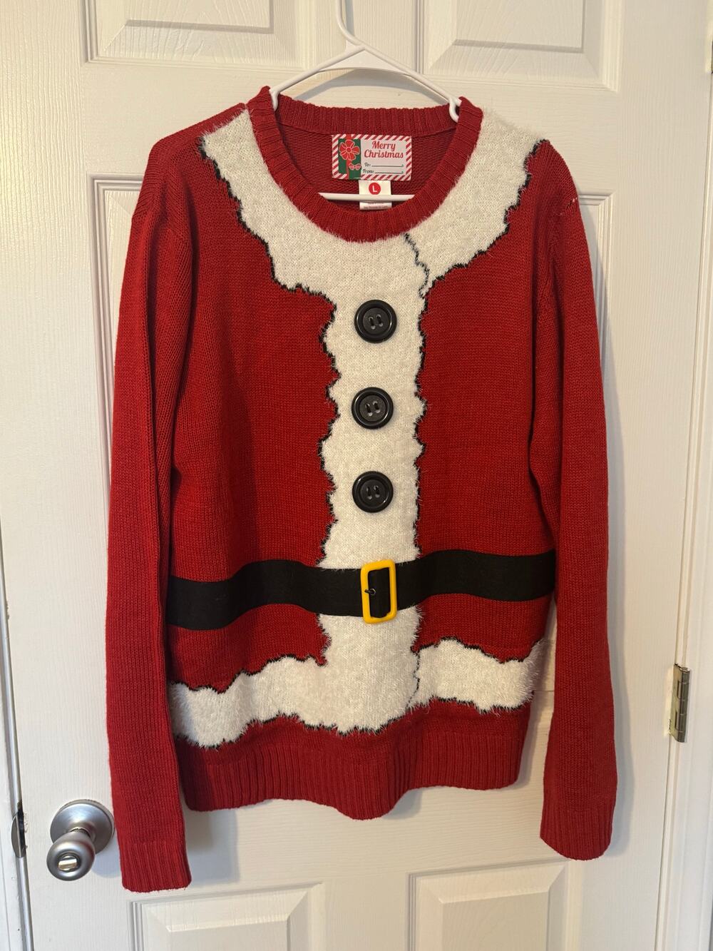 Merry Christmas Santa Clause Ugly Christmas Sweater Large Womens